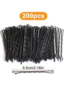 100/200/300pcs Black Line U-Shaped Hair Clips, Women Wavy Hair Clips, Hair Accessories - Multicolor - View 10