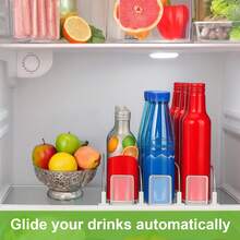 Automatic Can Dispenser For Refrigerator, Self-Pushing Fridge Drink Organizer With Spring Pusher, Adjustable Soda & Beer Can Holder For 12–25 Cans, 3–5 Rows Space-Saving Storage Rack - Transparent 3 Rows - View 5