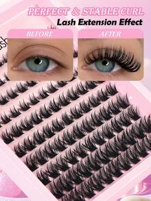 MAANGE 110pcs D-Curl Anime Style Thin False Eyelashes, 8-16mm Mixed Length, Fluff & Lengthening Individual Lashes, Suitable For Home Lash Extension - Black - View 6
