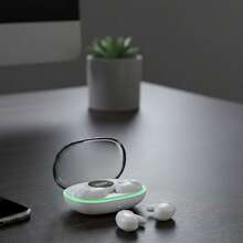 符合人体工学的隐形无线睡眠耳机 TWS，零延迟游戏耳机，带 LED 显示屏，轻巧便携，适合旅行和健身 - 彩色 - 查看 10