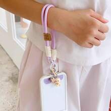Cute Thin Rope 1pc Cute Cat Pendant Face Short Wrist Strap Cartoon Pendant Hanging Chain Hanging Decoration Mobile Phone Hanging Rope Fixed Clip Phone Case Hanging Rope Key Chain ID Card Small Bag Wrist Strap Outdoor Travel Sports Handbag Hanging Rope With Clip Spring Gift Birthday - Multicolor - View 3