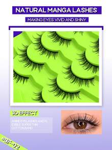 Lasvirey 7 Pairs Natural Look Soft Fake Lashes Cat Eye Lashes Wispy Criss-Cross Eyelashes Luxury Volume Full Strip Lashes Natural Air Feeling False Eyelashes,Daily Makeup&Vocation - Black - View 6