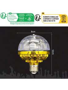 1pc RGB Disco Ball Stage Rotating Light, Magical Crystal Ball LED KTV Bar Wedding Projection Bulb E27 Party Holiday Light - Gold - View 10