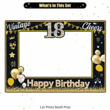 1 Khung phông nền chụp ảnh sinh nhật lần thứ 18 - 70*50cm, Thiết kế số 18 màu đen & vàng với bóng bay & ruy băng, Phông nền trang trí tiệc, Thích hợp cho tiệc sinh nhật lần thứ 18 cho nam & nữ, Lễ kỷ niệm chuyển giao tuổi 18, Phụ kiện chụp ảnh chủ đề số, Khung ảnh tiệc năm mới - Nhiều màu - Xem 5