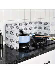 1pc Foldable Stove Splash Guard, Cute Cactus & Leaf Pattern, Heat Resistant, Easy To Clean Soft Foldable Cooking Splash Guard, Suitable For Frying And Stir-Frying, Essential Kitchen Item For Homemakers And Cooking Enthusiasts, Ideal For Home Kitchen Organization - Multicolor - View 10