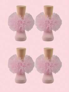 2双女童蕾丝荷叶边袜子，蓬松荷叶边婴儿公主袜 - 彩色 - 查看 10