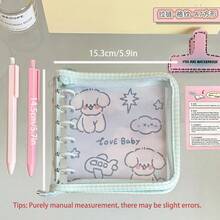 1pc A7 Plaid Transparent Loose Leaf Zipper Bag, Animal Cartoon Pattern, PVC Zipper Binder Folder, Zipper Budget Binder Cover, Suitable For Cash Envelope System, Photo Card Album, Journal Planner, Planner, Photo Card Planning Diary Album - A7 - View 10