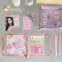 1pc A7 Plaid Transparent Loose Leaf Zipper Bag, Animal Cartoon Pattern, PVC Zipper Binder Folder, Zipper Budget Binder Cover, Suitable For Cash Envelope System, Photo Card Album, Journal Planner, Planner, Photo Card Planning Diary Album - A7 - View 4