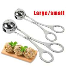 Stainless Steel Meat Baller Ball Maker Meatball Scoop None-Stick Baller Tongs Meat Ball Maker Mold Cake Pop,Ice Tongs,Meatball Maker Tool For Kitchen Cooking - Bạc - Xem 3