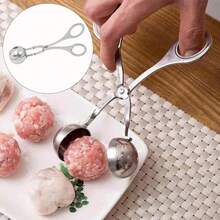 Stainless Steel Meat Baller Ball Maker Meatball Scoop None-Stick Baller Tongs Meat Ball Maker Mold Cake Pop,Ice Tongs,Meatball Maker Tool For Kitchen Cooking - Bạc - Xem 11