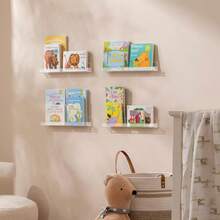 6-Piece Acrylic Wall-Mounted Shelving Set 15.75 X 4.33-Inch Floating Bookshelves Display And Storage Shelves For Bathrooms, Bedrooms, Living Rooms, And Kitchens Clear Acrylic Design - 壁掛式展示架6pcs - 查看 3