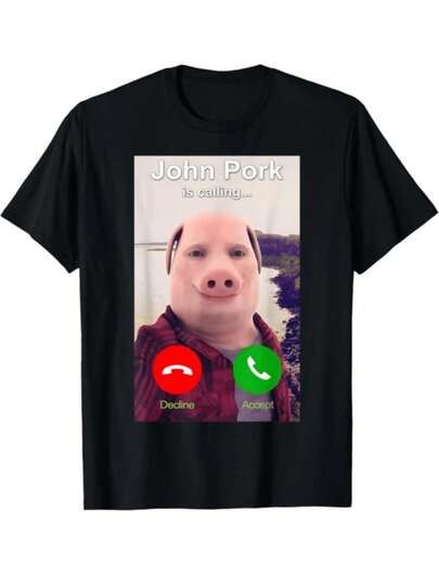 Mens Tshirts John Pork Is Calling Shirt Funny John Pork Meme Men Women  Graphic Print Tee,Unisex Cotton Casual T-Shirt Men's Fashion Print Casual T-Shirt Casual Summer T-Shirt, Comfortable Outdoor Casual Wear