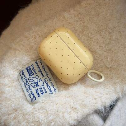 Ốp tai nghe chấm bi vàng trơn tối giản có móc treo, tương thích với Pro 2, ốp bảo vệ tai nghe Apple 4 Minimalist 3 thế hệ 1/2 mới dễ thương dành cho nữ