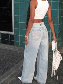 Quần ống rộng dáng suông phong cách retro Mỹ thập niên 2000, tôn dáng và ôm sát cơ thể. - Rửa nhẹ - Xem 1