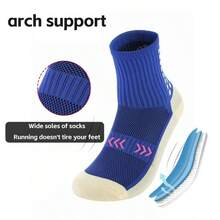 6 Pair Of Unisex Anti Odor & Sweat Absorption Crew Grip Socks With Anti Slip Silicone Thicken Bottom Tubesocks For Football Soccer Basketball Tennis Cycling - 3 đôi màu đen + 3 đôi màu đỏ - Xem 3