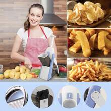 Multi-Functional Vegetable Cutter, Household Potato Shredder, Vegetable Slicer/Dicer, Vertical Vegetable Cutter, Food Shredder, Fruit Slicer, French Fry Slicer, Kitchen Accessory, Small Household Tool. - Blue - View 9