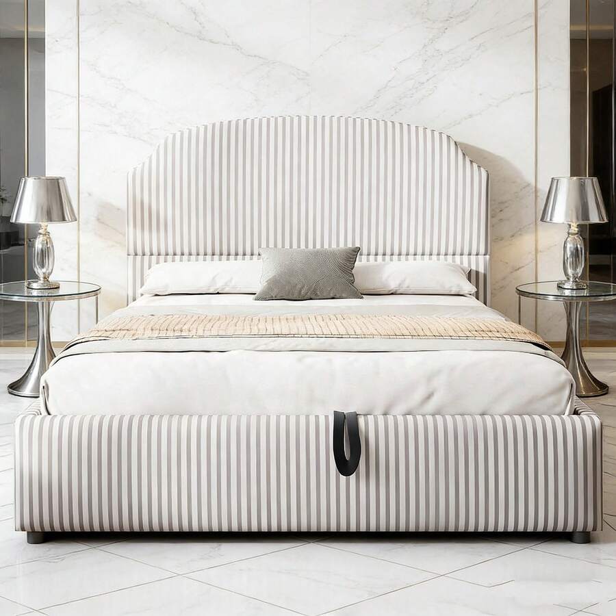 Bed Bases & Foundations - White+ Charcoal + Upholstered + 140cm*200cm - View 1