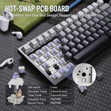 ATTACK SHARK X820Ultra 75% 无线机械游戏键盘，支持热插拔轴体，垫片式安装设计，RGB 背光，蓝牙/2.4G/有线连接，可自定义，配备智能 TFT 显示屏和旋钮，QMK 固件 - 彩色 - 查看 3