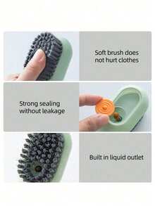 1pc Multi-Functional Shoe Brush With Liquid Dispenser - Plastic Material, Ergonomic Handle, Reusable Soft Bristles, Suitable For Household Use, Soap Dispenser Function, Convenient Cleaning - Multicolor - View 3