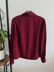 Women's White Shirt With Puff Sleeves JEMMY MODA - 酒紅色 - 查看 4