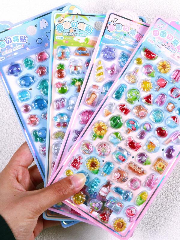 Pegatinas 3D en relieve adecuadas para niñas y niños, pegatinas de dibujos animados de animales, pegatinas decorativas de estuches de teléfono con gemas de cristal y diamantes, pegatinas de cristal con temática de frutas, animales y comida. Adecuadas para scrapbooking, diarios, cuadernos, computadoras, decoración de estuches de teléfono, con patrones de animales estereoscópicos y de impresión clara. Ideal para decorar estuches de teléfono móvil o cuadernos.