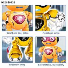 Robot Inteligente Bailarín con Control Remoto. Ideal para niños a partir de 3 años. Cuenta con modo múltiple, incluye música genial y luces de colores, además de realizar movimientos de baile realistas. El control remoto permite gestionar funciones como canciones, música, movimiento hacia adelante/atrás, giro izquierdo/derecho y más. Diseño llamativo, perfecto para entretenimiento y estimulación sensorial. - Amarillo Mostaza - Ver 3