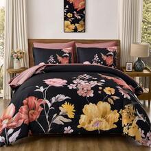Yellow Comforter Set King Size, 7 Pieces Bed In A Bag Yellow Floral Comforter And Sheet Set, Soft Microfiber Grey Complete Bedding Sets For All Seasons Home Decor Room Decor Bedroom Decor Bed Comforter Set Mothers Day Gift Wedding Decorations. - Vàng1 - Xem 5