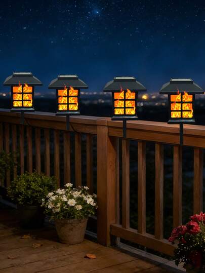 2/4pcs Outdoor Yard Decor In-Ground Warm Light Solar Flame Lights, LED Solar Outdoor Lights, Suitable For Christmas, Garden, Landscape, Pathway, Yard, Patio, Wireless Dusk To Dawn Garden Path Landscape Lights