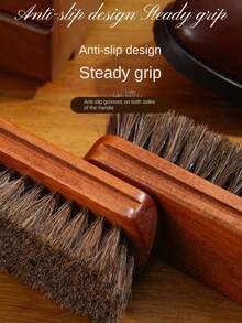 Maple Wood Horse Hair Brush, Soft Bristle Shoe Shine Brush, Leather Cleaning Brush, Household Dust Removal Brush, Shoe Edge Brush, Leather Care Brush - Multicolor - View 6