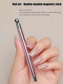 2件装（银色双头强磁棒+8个圆形磁铁）3D猫眼美甲效果，适合女性、美容院和家庭DIY，无香型。 - 多款式 - 查看 8