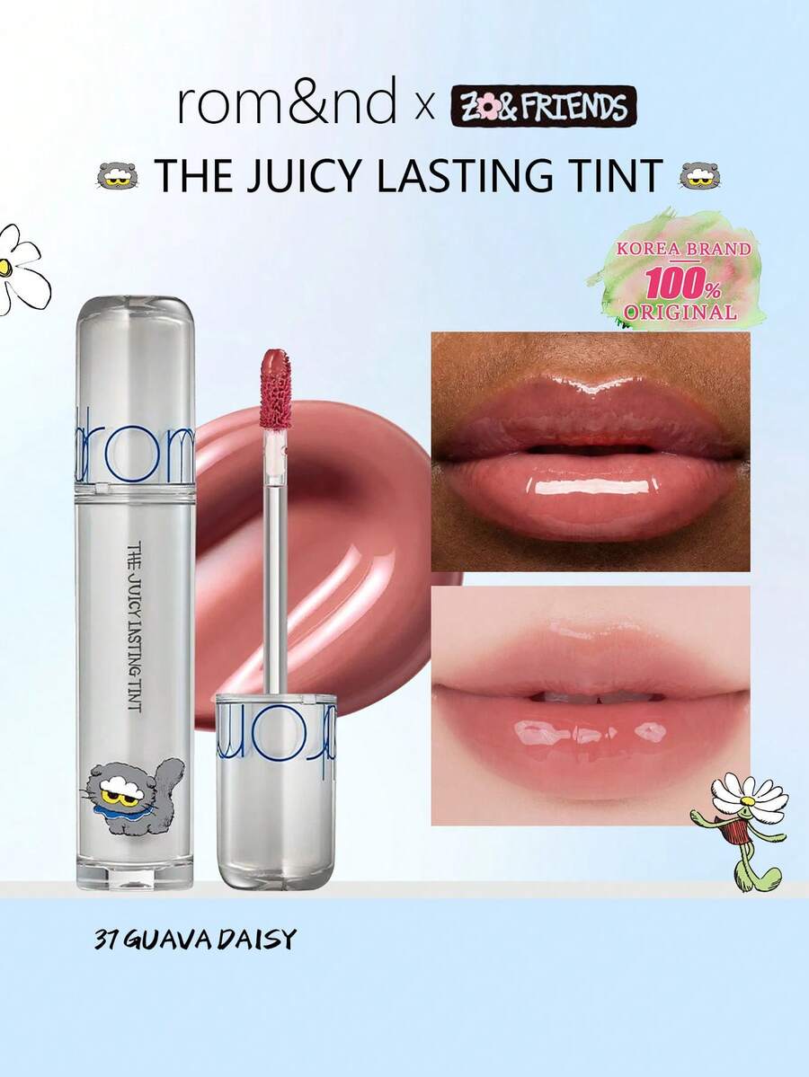 Rom&nd Romand Juicy Gloss Tint 2.0, Limited Edition Gift Set 37, Cute Design Limited Edition, Glass Shine Lip Stain, Watery Juicy Finish, Long-Lasting, Not Fade, Non-Stick Cup, Moisturizing, Lightweight Texture, Glossy Finish, For Beginner, For Women Daily Use, K-Beauty, Korean Makeup, GIFT 3.5g/0.12oz