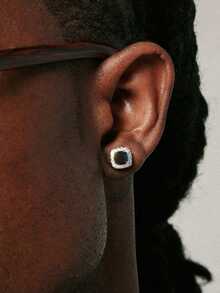 CVNANA 2pcs Ice Sugar Punk Dangle Earrings Men's & Women's Hip-hop Stylish Diamond Ear Stud, Exquisite Fashion Jewelry - square - View 9