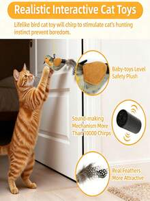 3件套高品质互动猫鸟玩具 - 逼真鸣叫羽毛玩具，适合室内猫咪/幼猫 | 可悬挂于门框的踢腿玩具，缓解无聊，促进运动 - 彩色 - 查看 5
