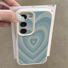 1pc TPU Material Blue Gradient Heart Pattern Fashionable Phone Case Compatible With Samsung A05s, A12, A13, A14, A14 4G, A15, A21s, A23, A25, A32, A32 5G, A34, A35, A50s, A51, A52, A53, A54, A55, A71, A72, A73, S10, S20 FE, S20 Ultra, S21 Ultra, S22, S22 Plus, S23, S24, Redmi 10C, 12C, Note 10, 11, 12, 13, Pro Plus, Note 8, 9 Pro, Full Protective Soft Phone Case - White - View 4