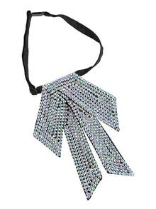 Corbata con cristales brillantes estilo Y2K, corbata de cristal anudada previamente para fiesta disco, concierto y estilo de ropa urbana - Multicolor - Ver 3