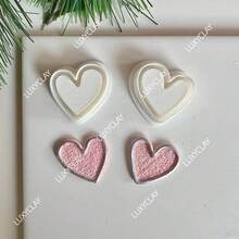 Mirrored Heart-Shaped Polymer Clay Cutters Set Valentine'S Day Themed DIY Jewelry Pendant Crafting Tools Kit - Heart - View 6