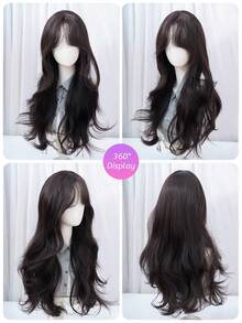 SHUDUO 一顶耐热合成假发。采用黑棕渐变色设计，中分造型。由纤维材质制成，外观自然逼真，非常适合日常佩戴。（不含配饰） - Black-brown - 查看 9