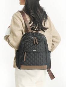 Functional City Backpack Interpreting Commuting Aesthetics In Various Scenarios, Unlocking Absolute Visual Sovereignty For Daily, Cycling, And Travel. Equipped With A Scientific Three-Mode Matrix: Two Adjustable Standard Brown Leather Shoulder Straps, Top Handle, Ergonomically Optimized To Provide Cloud-Like Carrying Experience. Side Functional Pockets Can Hold Water Bottles, Umbrellas - Multicolor - View 8