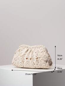 Túi xách cầm tay xếp ly hình đám mây, thích hợp cho tiệc tùng, họp mặt, hẹn hò, dạ hội (Họa tiết ngẫu nhiên) - Màu be - Xem 8