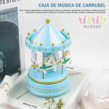 Caja De MúSica CláSica Accionada A Mano, Regalo De CumpleañOs Creativo Y RomáNtico Para Parejas, Elegante DecoracióN De Escritorio, Caja De MúSica De Carrusel Giratorio A Cuerda, Ornamento Musical Con TemáTica De Caballos Blanco-Rosa-Rojo-Azul, Caja De MúSica Decorativa Para DecoracióN De PasteleríA Y Ocasiones De Regalo, Caja De MúSica Giratoria - azul - Ver 5