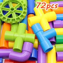 30/50/72/100/150pcs DIY Water Pipe Building Blocks Toy, Educational Construction Toy, Suitable For Children Designers, Toy Gift, Children Toy - Multicolor - View 9