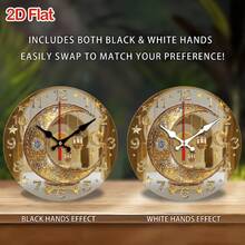 1pc 2D Flat Wall-Mounted Clock Decoration, 10inch Islamic Arabic Silent Wall Clock - Moon And Lantern, White Wooden Coated Round Clock, Gold Hands And Black Arabic Numerals Wooden Round Wall-Mounted Clock, Wooden Round Decorative Clock With Numerical Display, Suitable For Home Decoration, Holiday Gift (Batteries Not Included),Wall Decor,Room Decor,Home Deocr,Reloj De Pared - Multicolor/10in/25cm - View 10