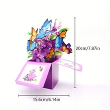 1 Thiệp chúc mừng hình bướm 3D nổi kèm phong bì và chức năng viết tay, thích hợp cho sinh nhật, kỷ niệm, mẹ, bà, vợ, Ngày của Mẹ - Bó hoa giấy thủ công, thích hợp làm quà bất ngờ trong nhiều dịp khác nhau. - Nhiều màu - Xem 8