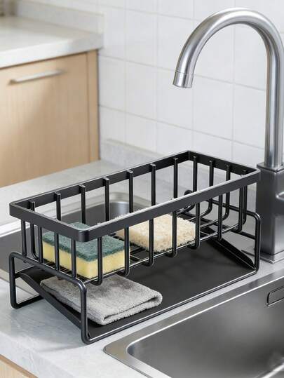 Sink Organizer Basket - A Space-Saving Sponge, Brush, Towel Storage Organizer, Suitable For Kitchen, Bathroom And Outdoor Use, Kitchen Sink Accessories