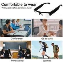 1副视频眼镜，1080P高清智能摄像头，便携式可穿戴摄像头，智能眼镜，65°广角镜头，机身摄像头，配备64GB存储卡，录像眼镜，会议录像，送给朋友的完美礼物！ - 黑色 - 查看 6