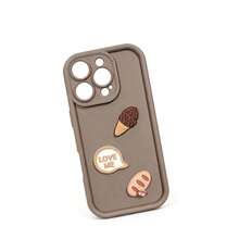 1个冰淇淋面包字母图案DIY加厚防震TPU保护壳，简约风格，兼容 17 Air/17 Pro Max/17 Pro/17/16/15/14/13/12、OPPO、vivo、Redmi等系列手机 - 棕色 - 查看 5