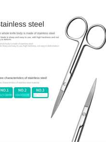 11.3cm Stainless Steel Eyebrow Scissors, Makeup Scissors For Eyebrow Trimming, Double Eyelid Tape Cutting, Makeup Artist Use, Household Gauze Scissors - Scissors - View 4
