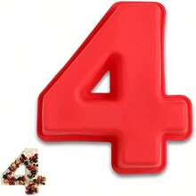 1pc 3D Large Silicone Cake Mold With Numbers, 0-9, Birthday & Anniversary Cake Pan For Baking - Red - View 11