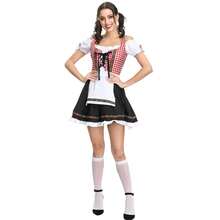 2 件套连衣裙、围裙啤酒节服装女仆装派对表演服万圣节 - 紅色 - 查看 6