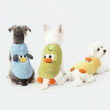Cute Duck Shaped Plush Sweater, Suitable For Small/Medium Cats & Dogs, Soft & Warm With Leash Hole Design, Machine Washable - Blue - View 1